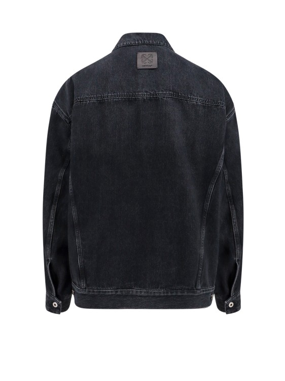 Shop Off-white Denim Oversize Jacket With Leather Logo Patch In Black
