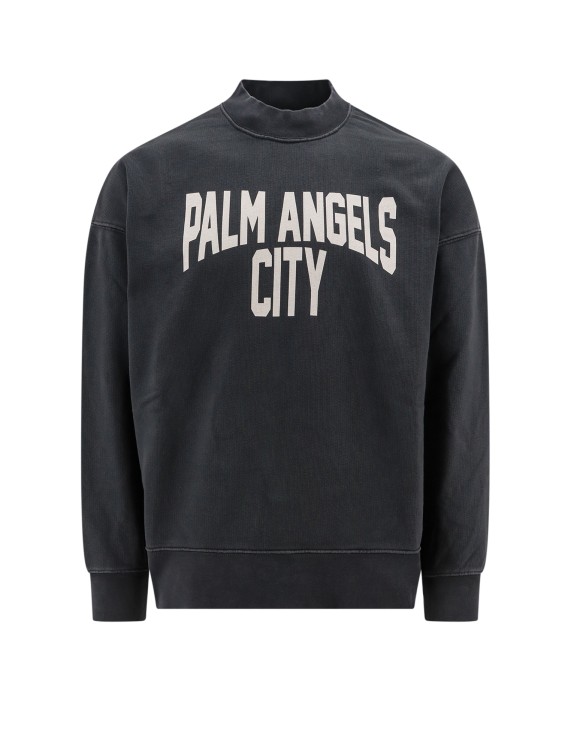 Shop Palm Angels Cotton Sweatshirt With Frontal Logo In Black