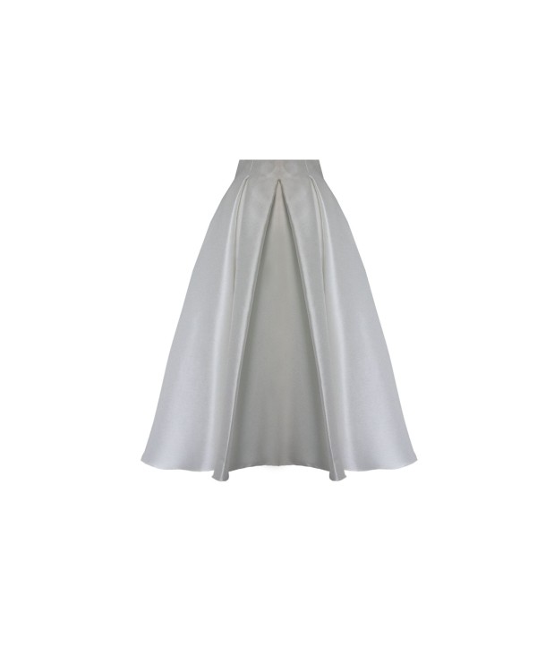 Gemy Maalouf A-cut White Midi Skirt - Midi Skirts In Blue