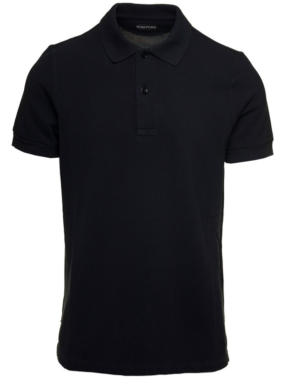 Shop Tom Ford Black Short-sleeves Polo In Cotton Piquet Jersey
