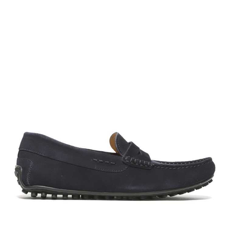 Rossano Bisconti Moccasin In Soft Navy Blue Suede