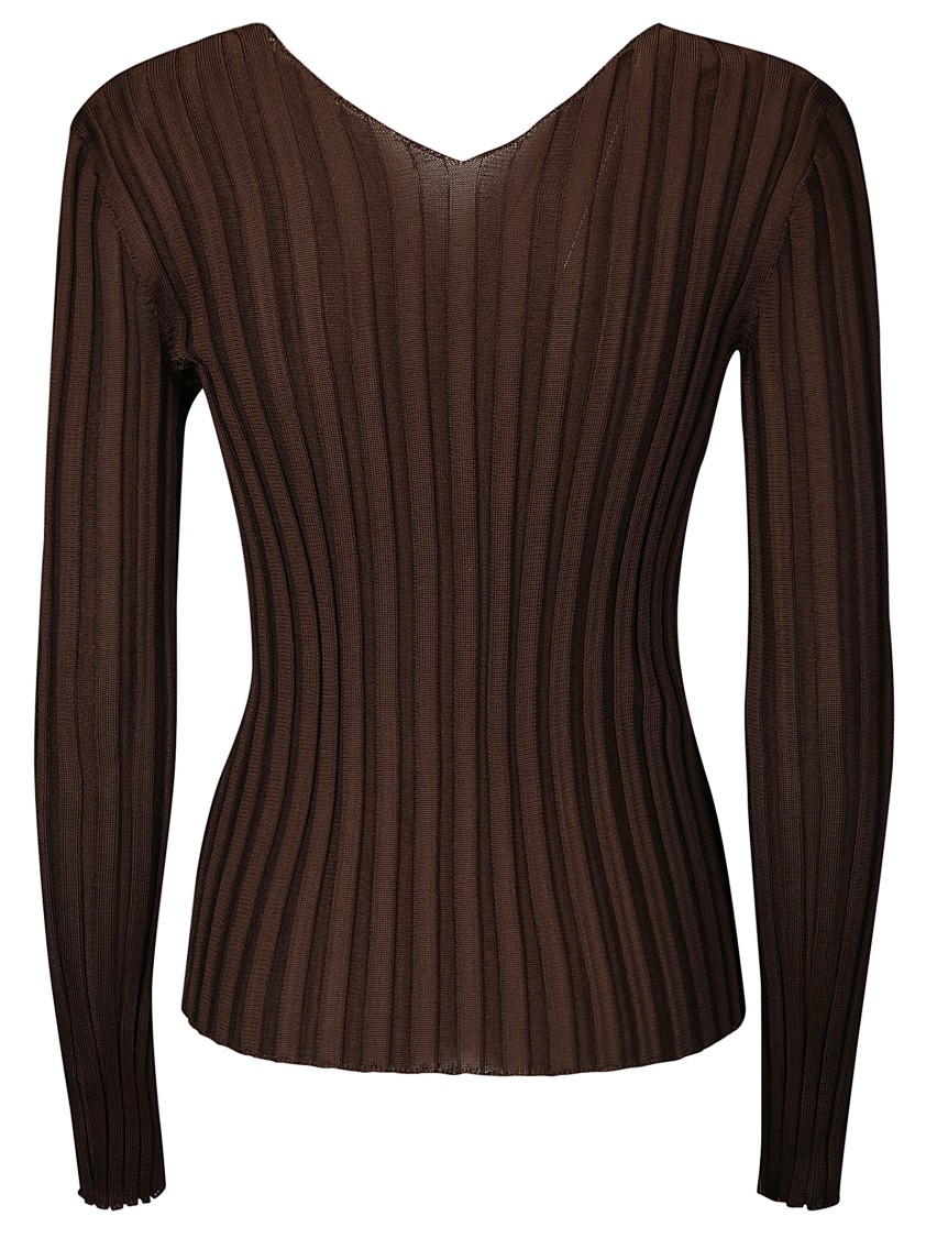 Lussi Ribbed Silk Long-sleeved Sweater In Brown