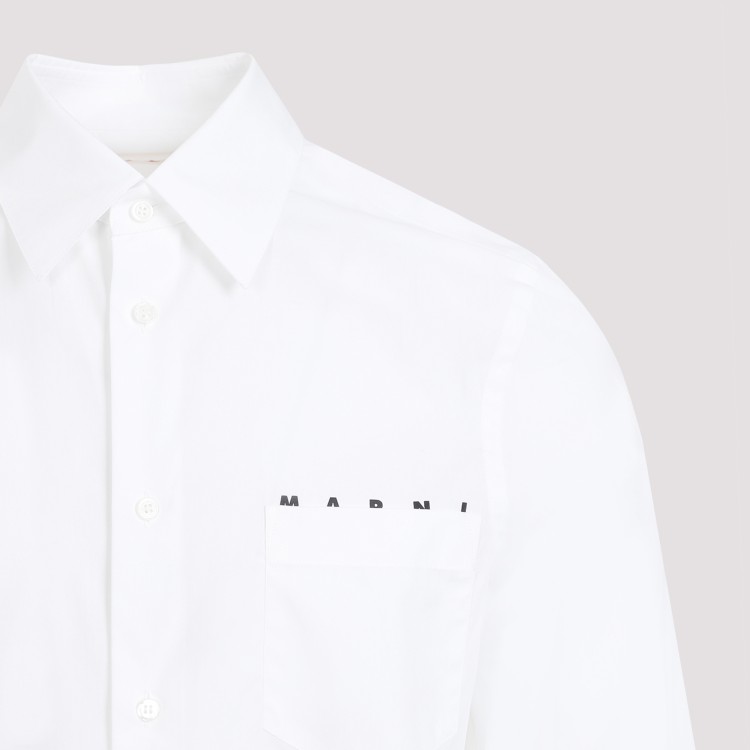 Shop Marni Long Sleeved White Cotton Shirt