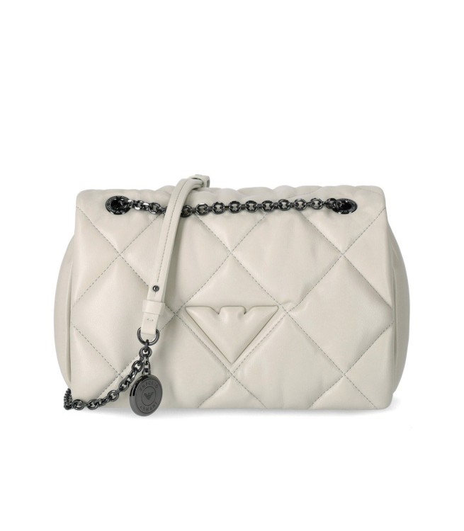 Emporio Armani Ivory Quilted Crossbody Bag In White