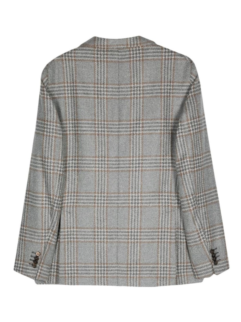 Luigi Bianchi Tartan Check Wool Blend Jacket In Grey