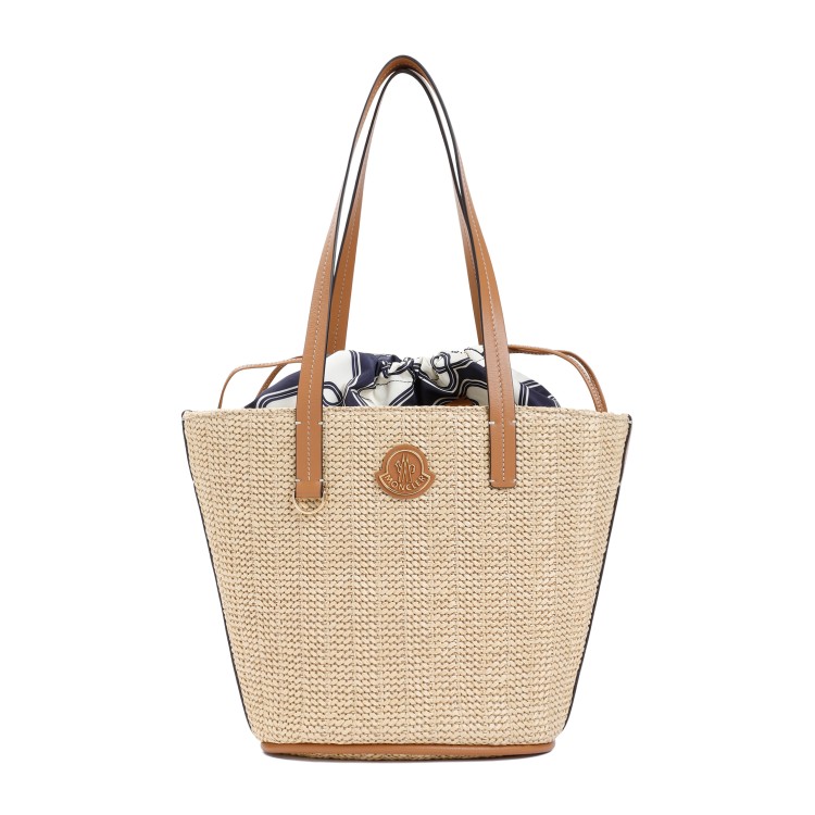 Shop Moncler Hubba Small Beige Cotton Tote Bag In Neutrals
