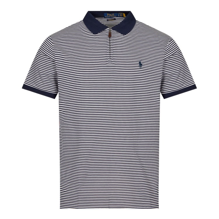 Polo Ralph Lauren Navy And White Stripe Polo Shirt In Blue