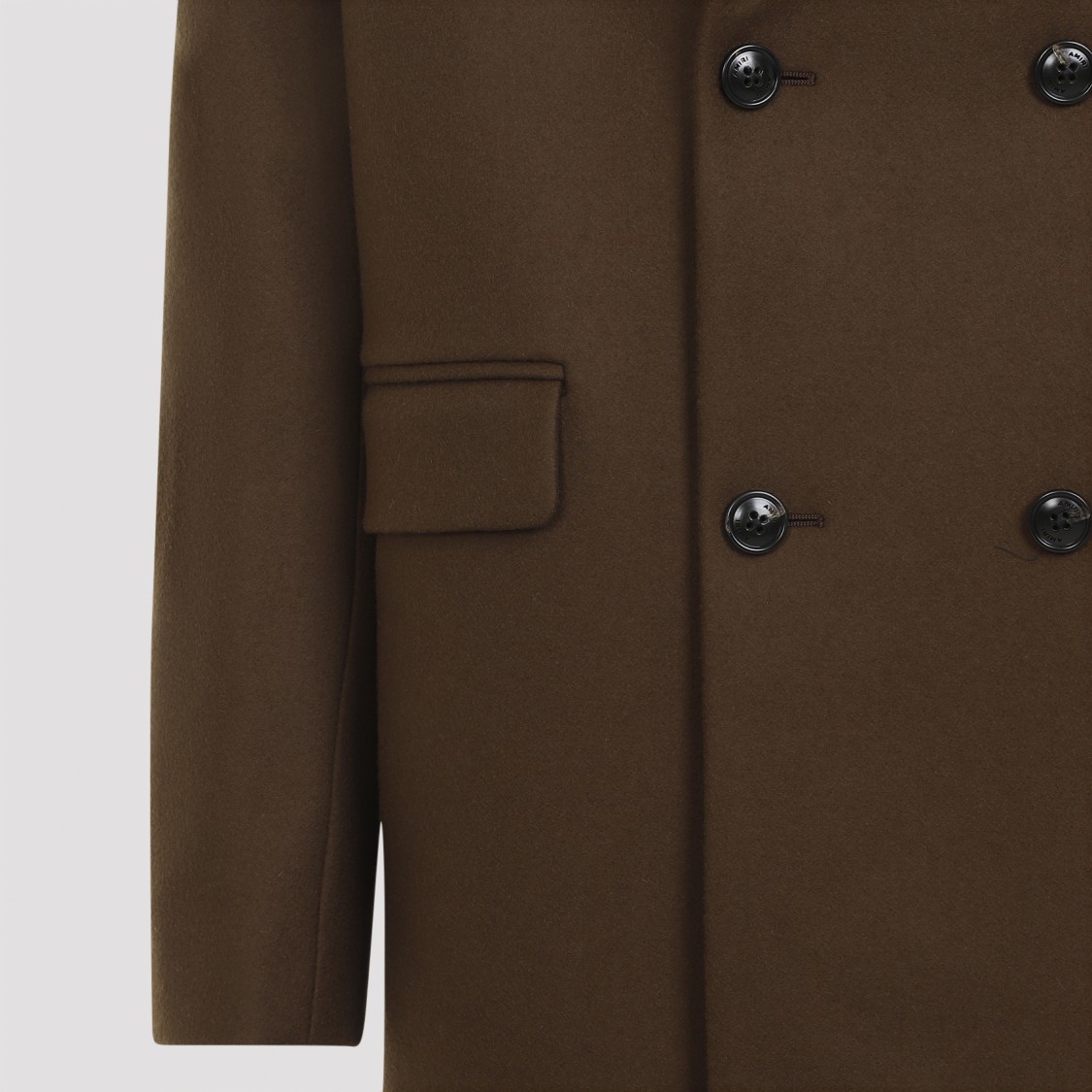 Amiri Wool Blend Double-breasted Coat With Suede Collar For Men In Brown