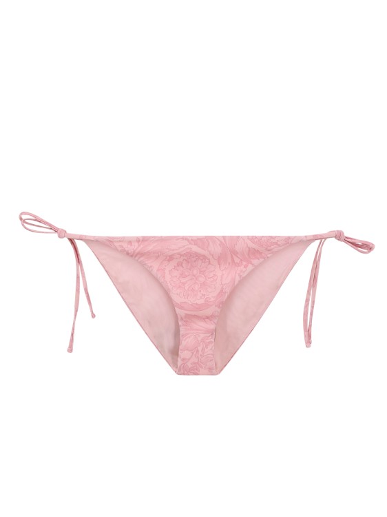 Shop Versace Stretch Econylon Bikini Slip With Baroque Print In Pink