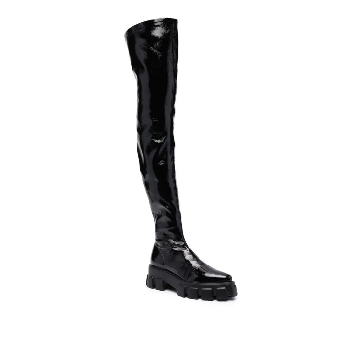Shop Prada Thigh-high Boots In Black