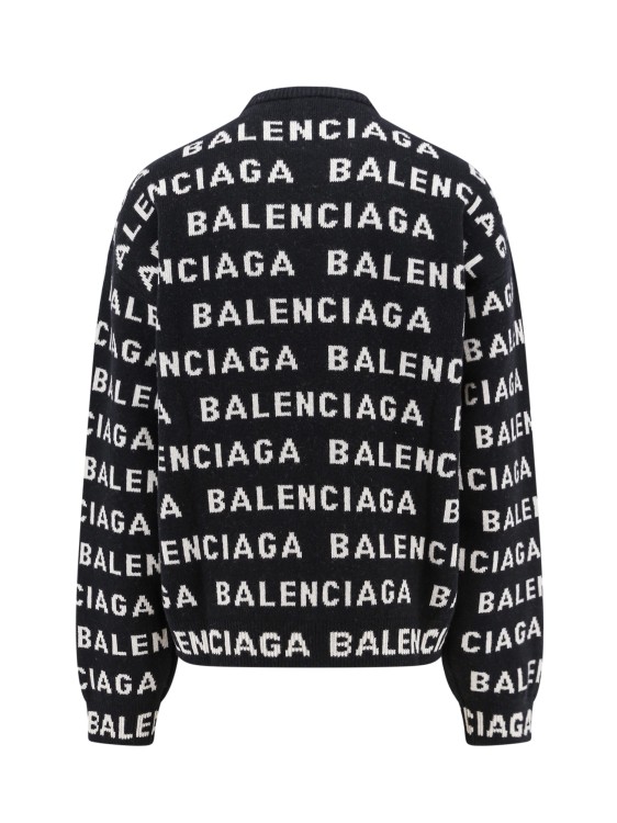 Shop Balenciaga Wool Sweater With All-over Logo In Black