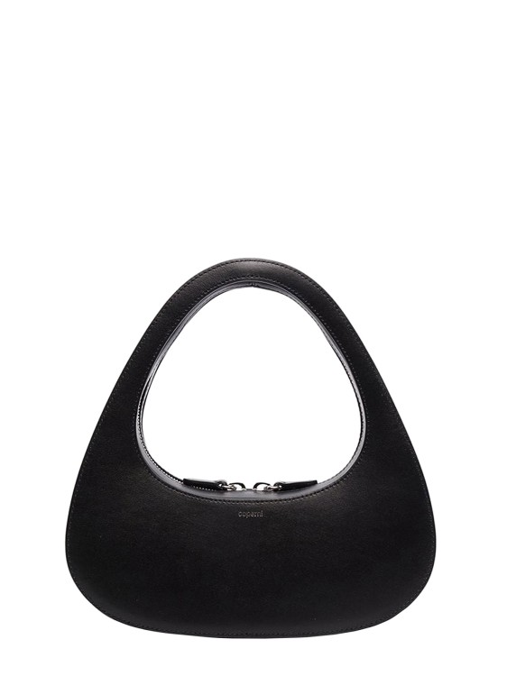 Shop Coperni Leather Handbag With Logo Print In Black