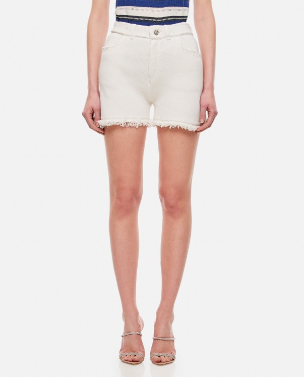 Shop Barrie Cashmere Shorts In White