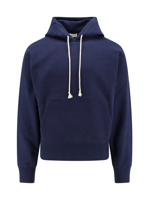 Shop Saint Laurent Biologic Cotton Sweatshirt With Embroidered Monogram In Blue