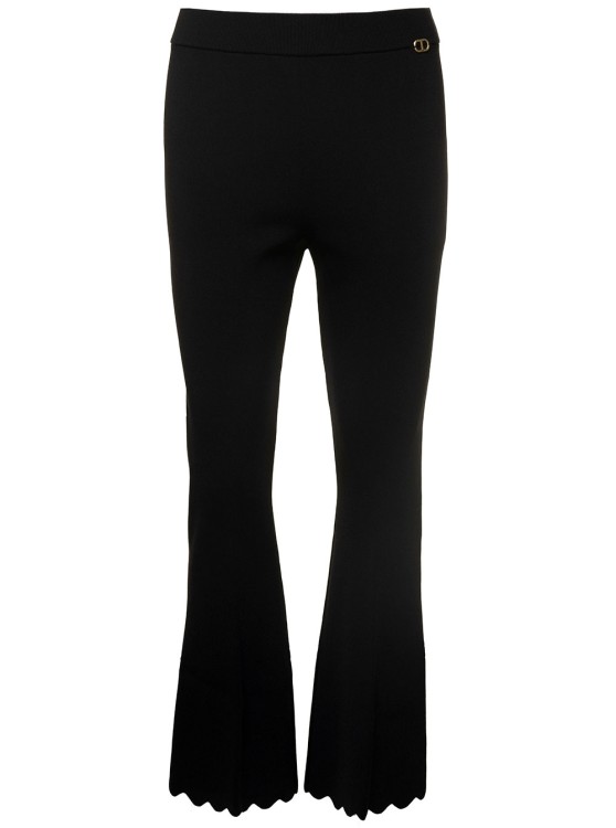 Twinset Flared Scallop-trim Trousers In Black