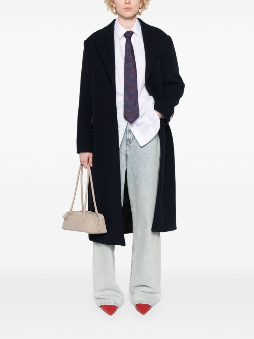 Calvin Klein Tailored Long Coat With Classic Notch Lapel And Silhouette In Black