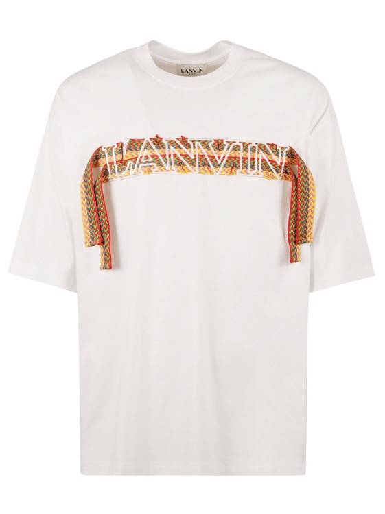 Shop Lanvin White Cotton Laced T-shirt