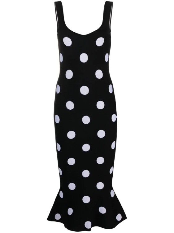 Shop Marni Polka Dot Black Midi Dress