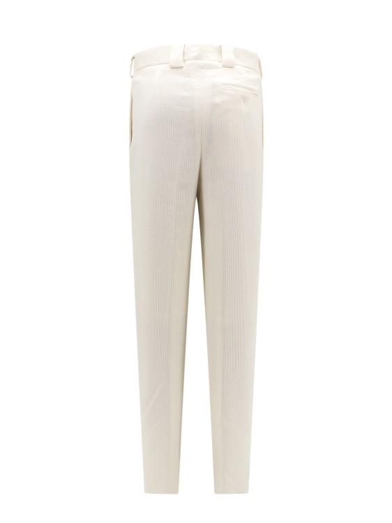 Shop Giorgio Armani Ribbed Viscose And Cotton Trouser In White