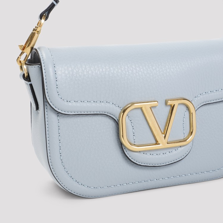 Valentino Vg All Time Light Blue Calf Leather Shoulder Bag In Blue