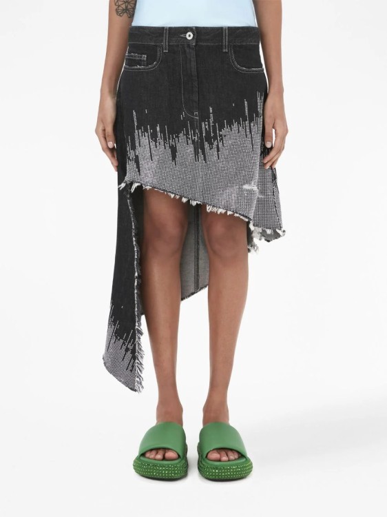 Shop Jw Anderson Gray Studded Workwear Denim Skirt In Grey