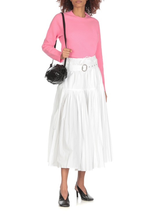 Shop Jil Sander Long Pleated Skirt In White