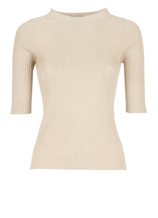 Shop Peserico Beige Lurex Sweater In Neutrals