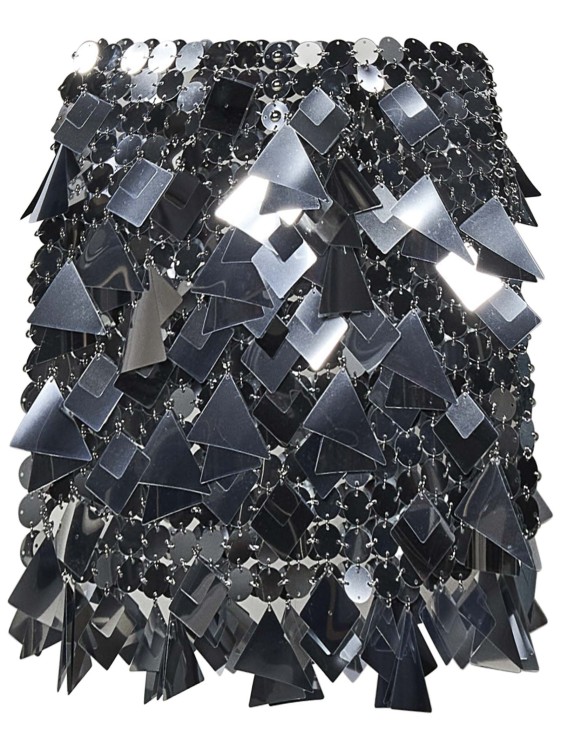 Shop Rabanne Mirror Effect Silver Mini Skirt