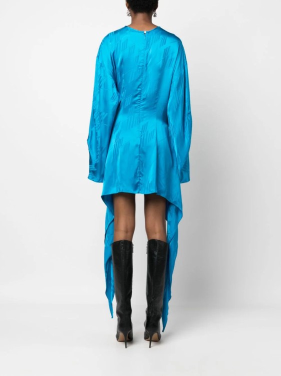 Shop Attico Blue Logo Jacquard Mini Dress