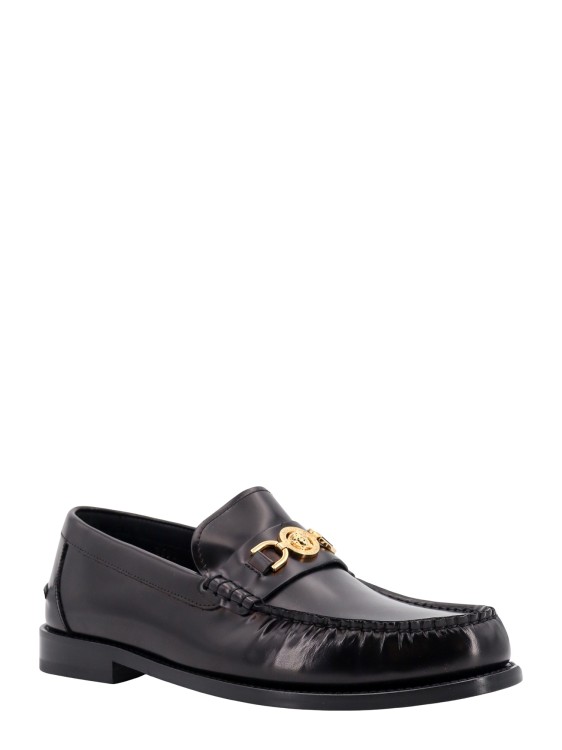 Shop Versace Leather Loafer In Black