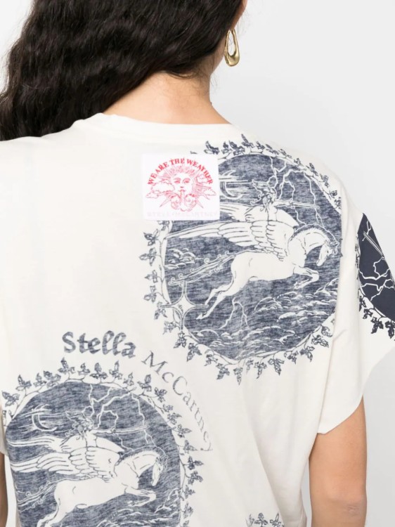 Shop Stella Mccartney T-shirt Eco Warrior Stamp Print Beige In White