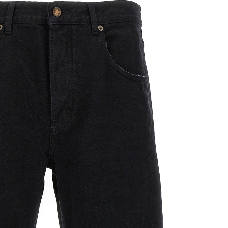 Shop Saint Laurent Long Baggy Denim Jeans In Black