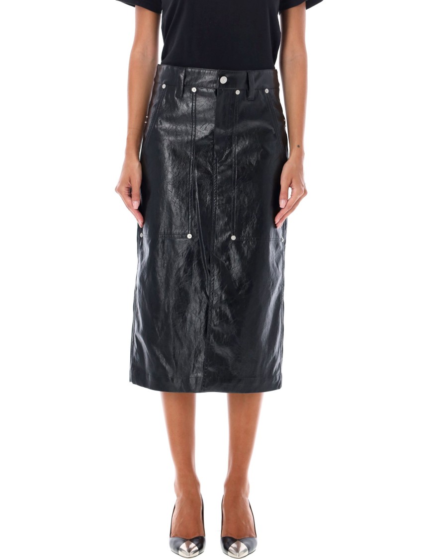Isabel Marant Étoile Black Angele Faux-leather Midi Skirt In Black
