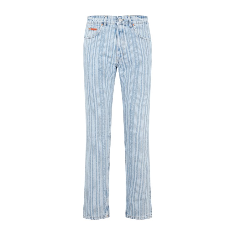 Martine Rose Light Blue Pinstripe Straight Leg Jeans In Blue