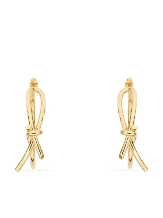 Shop Ferragamo Gold Asymmetric Bow Earrings