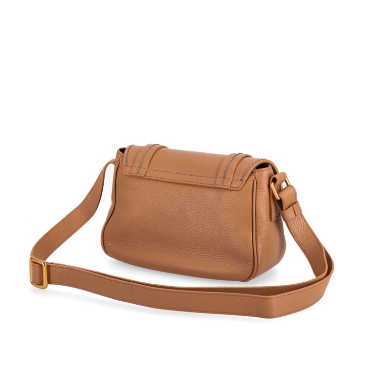 Shop Plinio Visona' Caramel Leather Shoulder Bag In Brown
