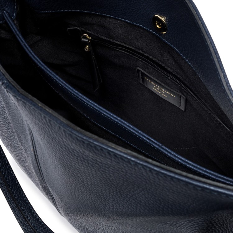 Gianni Chiarini Leila Bag In Navy Blue Grained Leather In Blue