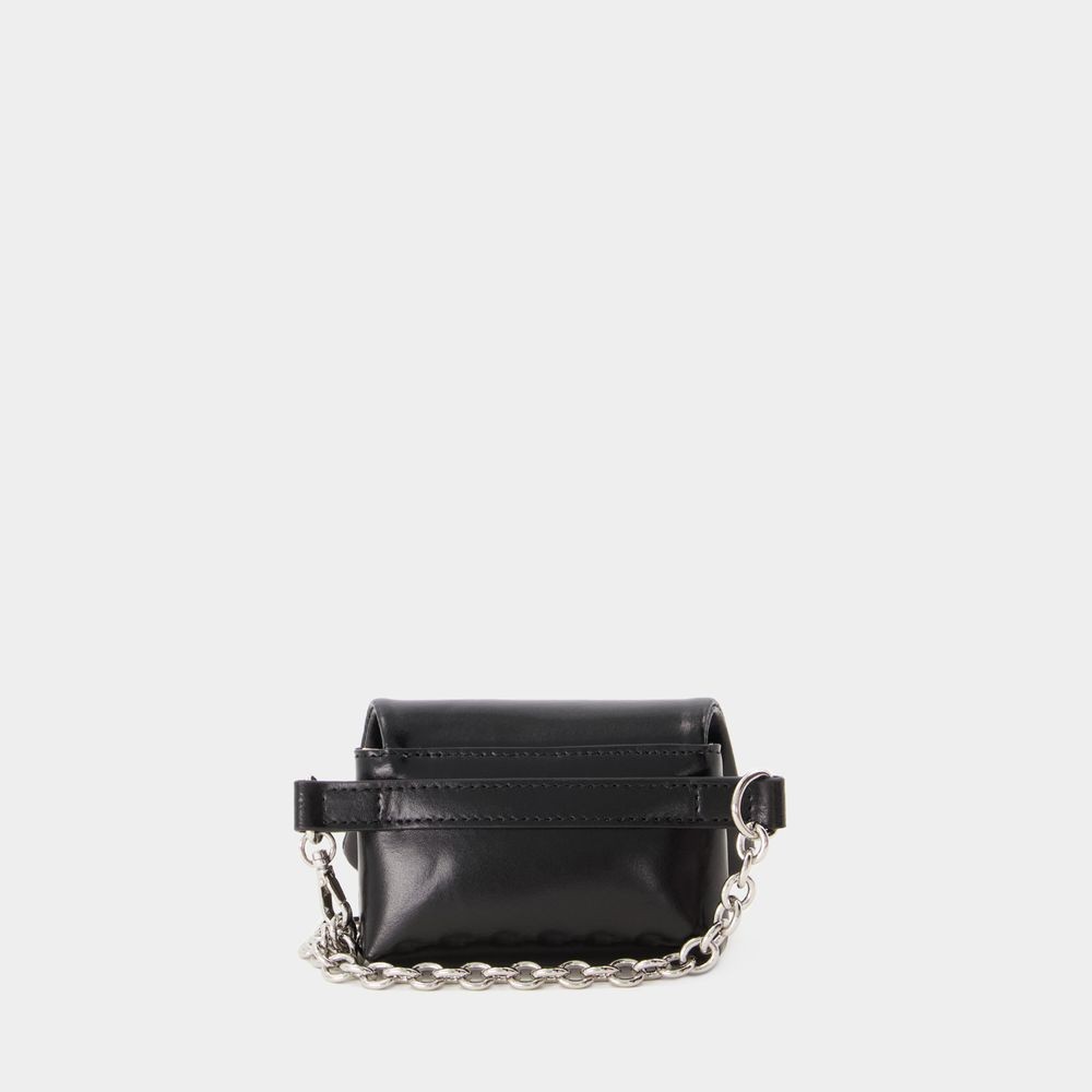 Vivienne Westwood Mini Courtney Black Leather Wallet On Chain For Women Ss24 In Black