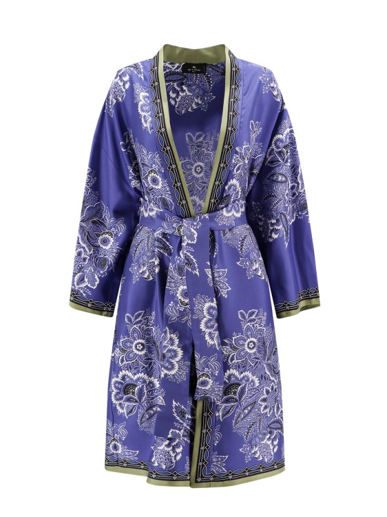 Shop Etro Silk Kimono In Blue