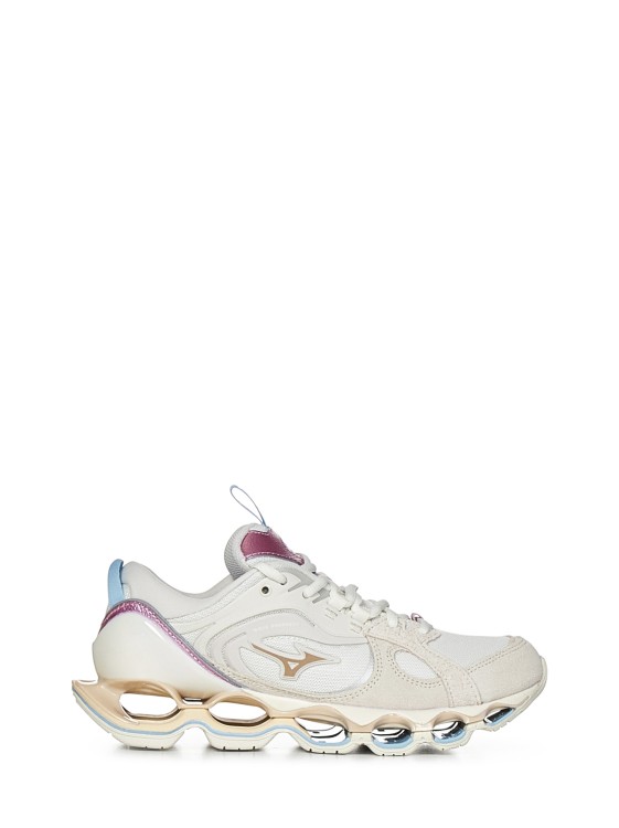 Mizuno White Running Sneakers In Mesh And Suede