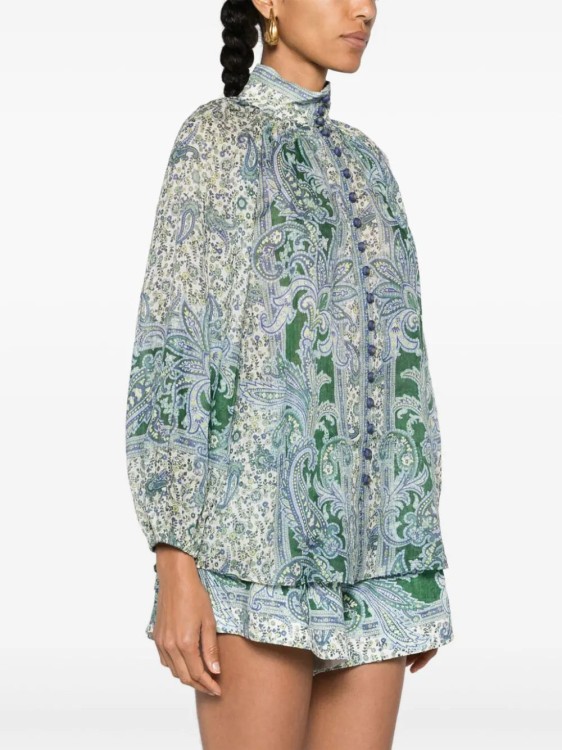 Shop Zimmermann Ottie Paisley-print Blouse In Green