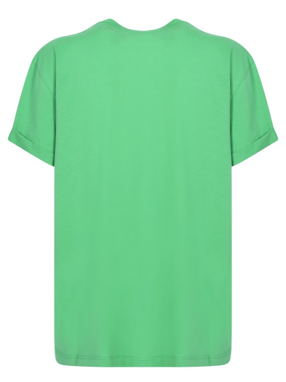 Shop Stella Mccartney Star-embroidered Green Cotton T-shirt In Neutrals