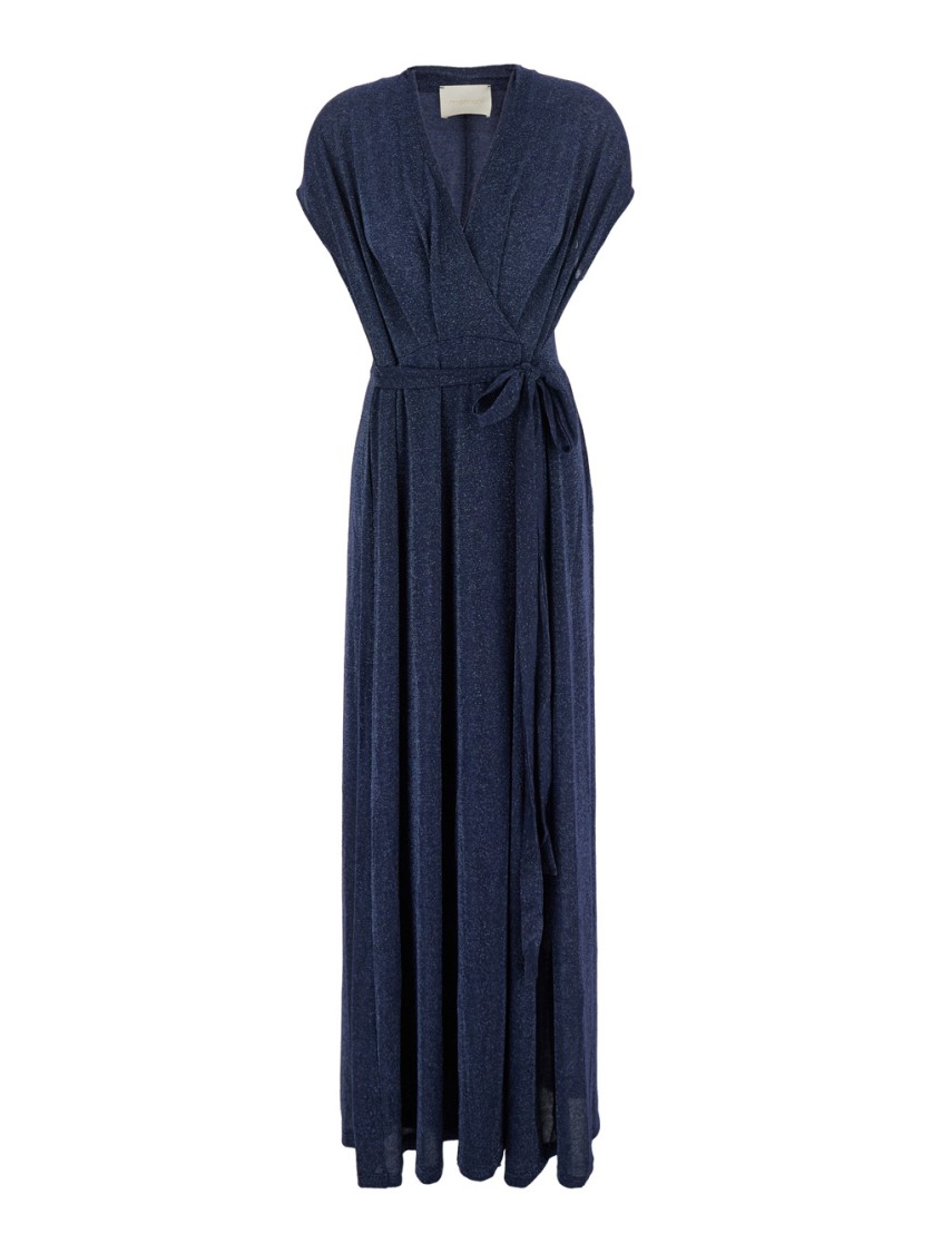 Shop Momoní Momonì Cotonaria Lurex Dress In Blue