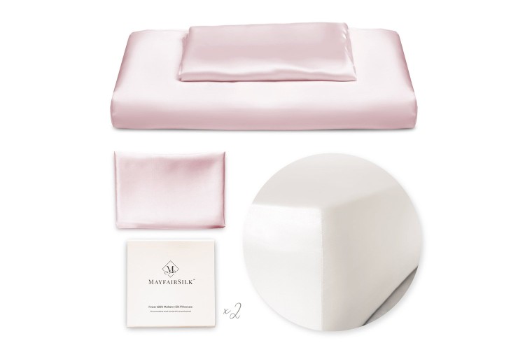 Mayfairsilk Precious Pink And Ivory Silk Duvet Set