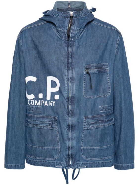 Shop C.p. Company Blue Goggles-detail Denim Jacket