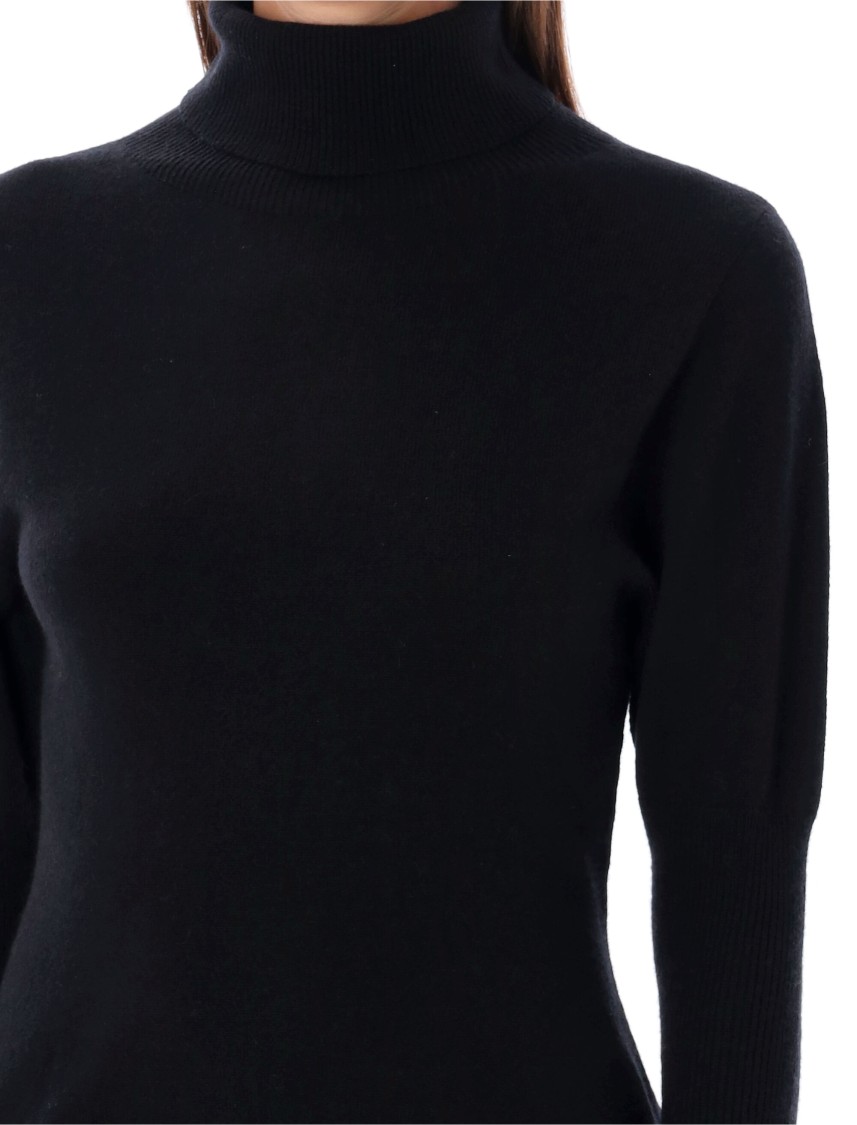 Low Classic Puff Sleeves Turtleneck Sweater In Black