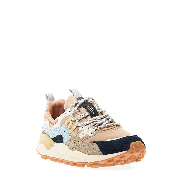 Shop Flower Mountain Camel Fabric Blue Suede And Mud Sneakers In Multicolor