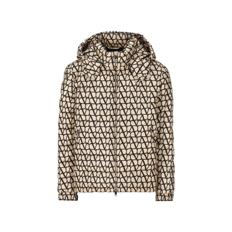 Shop Valentino Toile Iconographe Down Jacket In Brown