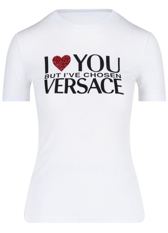 Shop Versace White Printed Logo T-shirt