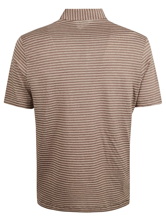 Shop Zanone Brown/beige Stripe Polo Shirt
